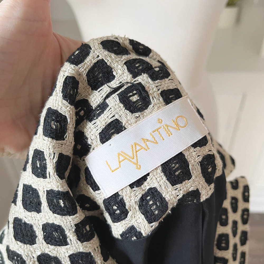 Vintage Lavantino Silk Tweed Geometric Print Jacket Blazer Size 4 - Picture 8 of 9